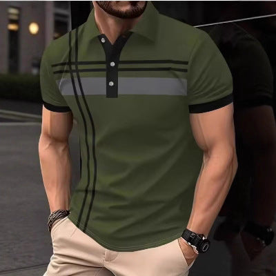 【🔥Oferta especial】👕‍♂️ Polo elegante para hombre con solapa - Rayas refinadas, diseño moderno