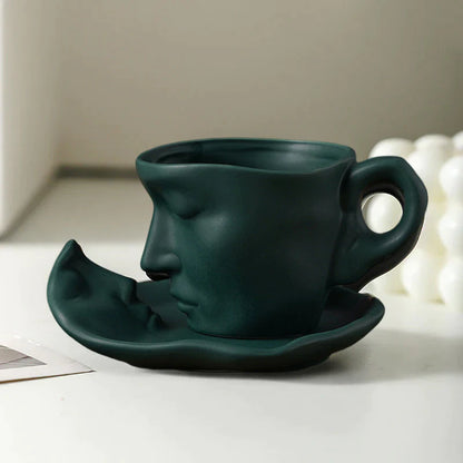 🥂😜 Față care atinge metalul sărut creativ din ceramică ceașcă de cafea