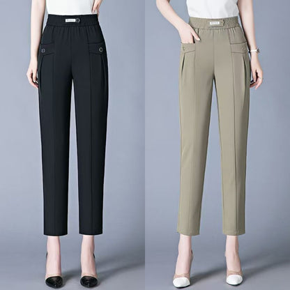 【S-4XL】🔥🔥Pantaloni drepți noi de înaltă calitate, pantaloni casual de îmbrăcăminte exterioară de vară, pantaloni simpli subțiri cu talie înaltă
