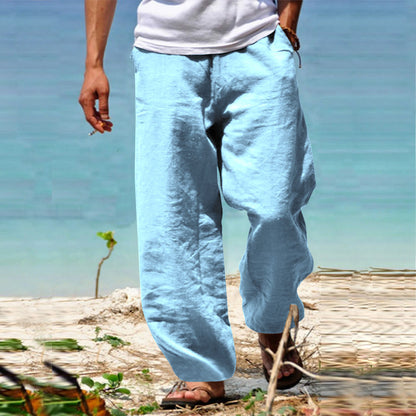 👖🕺【45% popusta 🔥】【S–5XL】😍 Ljetne muške ravne hlače širokih nogavica u velikim veličinama, jednobojne, s vezicom u struku, ležerne i prozračne, 8 boja