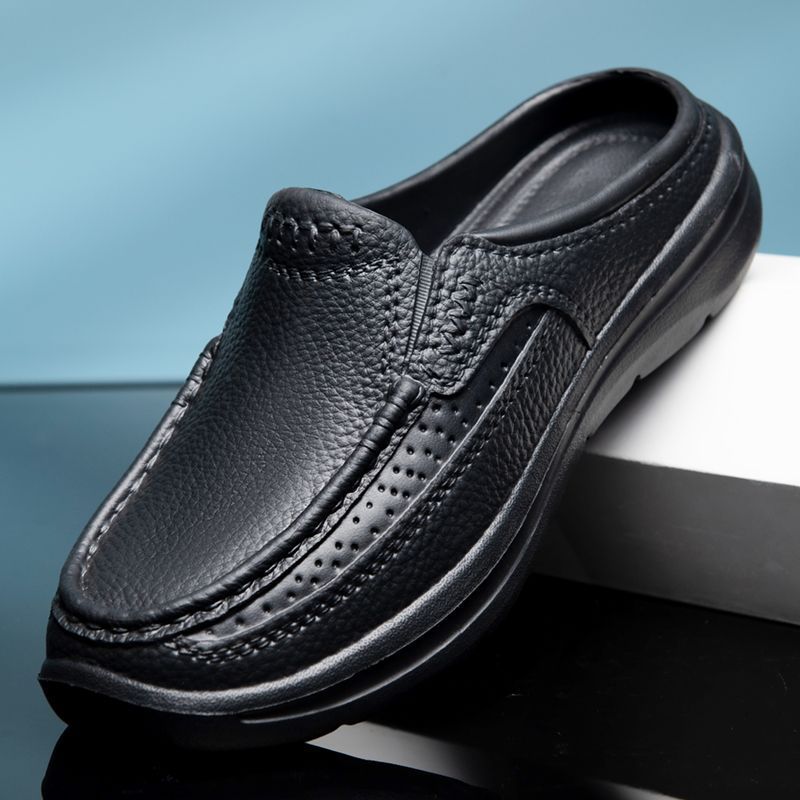 🔥50% popusta👞【39-45】Nove ljetne udobne prozračne muške papuče od prave kože, ručno izrađene, s debelim potplatom