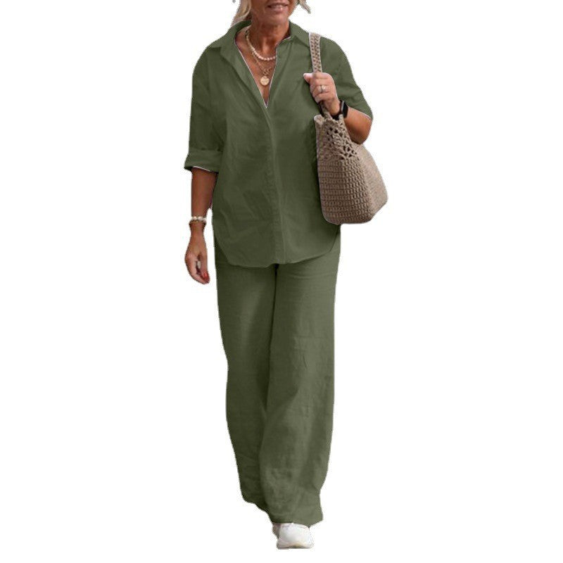 50%OFF✨🎀Traje casual liso con pantalón de pierna ancha (tallas S-5XL)