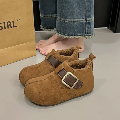 🍂👢🦶【35-40】2026 Nowe modne i uniwersalne codzienne buty śnieżne z podszewką z polaru, retro Birkenstocki z grubą podeszwą