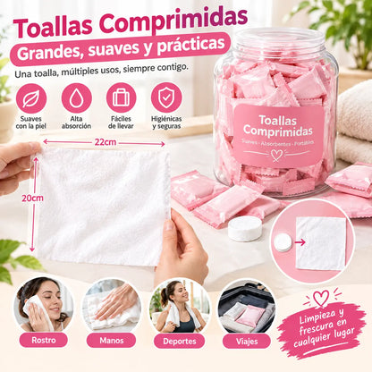 【100 piezas】toallas desechables, toallas faciales comprimidas portátiles