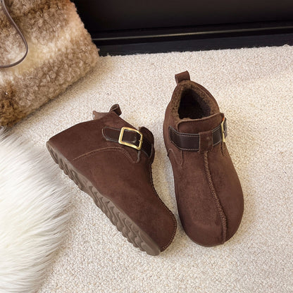 🍂👢🦶【35-40】2026 Nowe modne i uniwersalne codzienne buty śnieżne z podszewką z polaru, retro Birkenstocki z grubą podeszwą