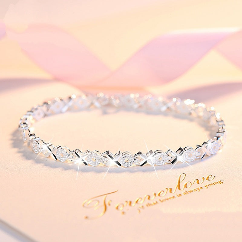 😀👉【Kup jeden, drugi gratis】💖🍀Damska bransoletka ze srebra próby 925 z motywem czterolistnej koniczyny, Love New Fashion