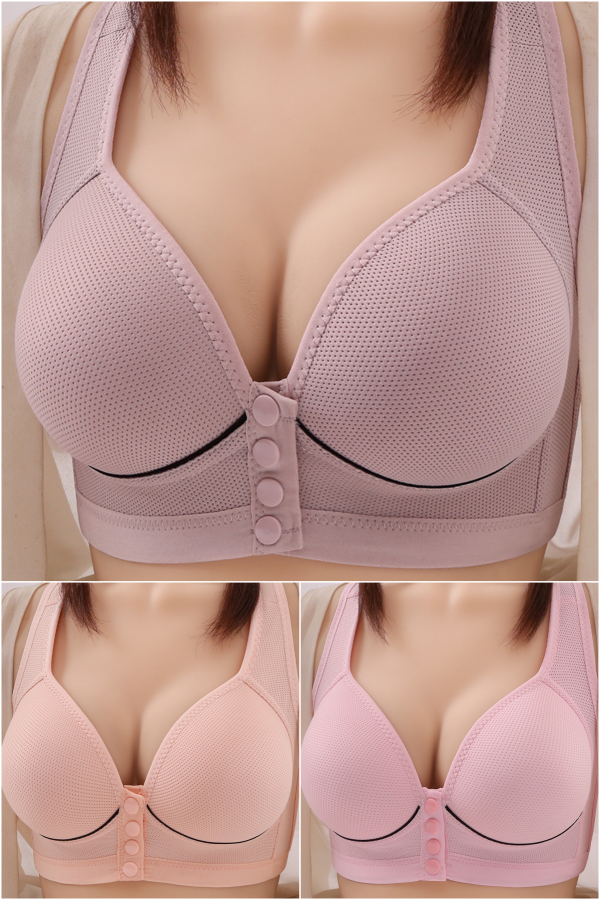 🔥👙【40-120 kg】【Conjunto de 3 piezas】✨ Sujetador sin aros con cierre frontal y alta sujeción para mujer, tallas grandes