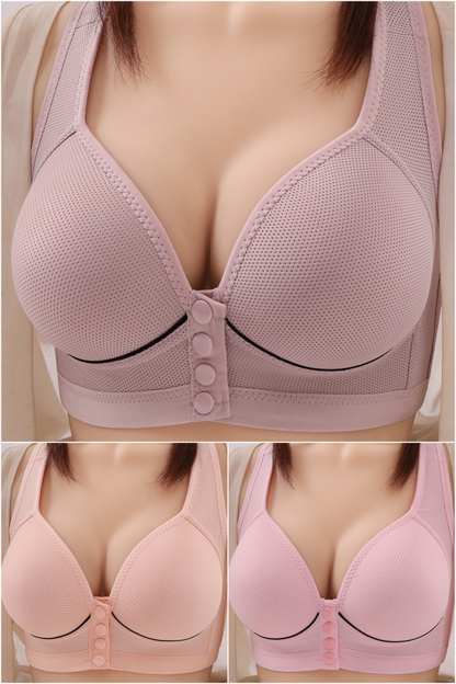 🔥👙【40-120 kg】【Conjunto de 3 piezas】✨ Sujetador sin aros con cierre frontal y alta sujeción para mujer, tallas grandes