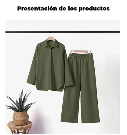 50%OFF✨🎀Traje casual liso con pantalón de pierna ancha (tallas S-5XL)