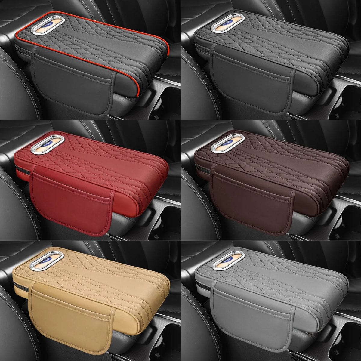 🚗Multifunkční loketní opěrka do auta z pravé kůže 3 v 1