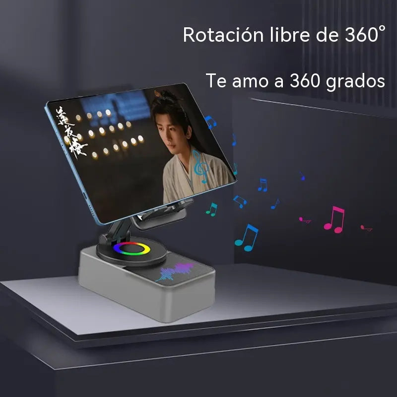🔥 4 en 1: Altavoz Bluetooth + Cargador + Soporte 360° para Móvil 📱🔊⚡