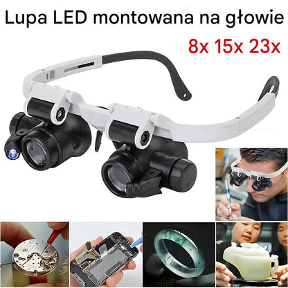 🔍Lupa do okularów 8x 15x 23x ze światłem optycznym LED. Nadaje się do mechanicznych narzędzi do naprawy zegarków, naprawy, grawerowania, oceny biżuterii antycznej