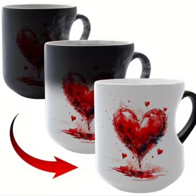 📢📢50% zniżki ⏰ Ceramiczny kubek na Walentynki z uchwytem w kształcie serca, który zmienia kolor💝✨