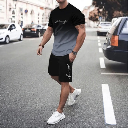 ✨【Pago contra entrega】Este nuevo chándal para hombre consta de una camiseta de manga corta y pantalones cortos. Es sencillo, elegante, cómodo y transpirable.