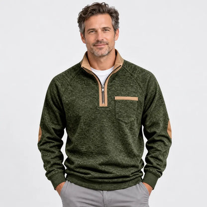 ✨🧥【1 unidad, S–3XL】Sudadera con aislamiento térmico y media cremallera para hombre, con detalles en contraste; estilo retro, ajuste cómodo y material cálido.