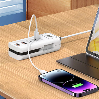 ⚡ Przedłużacz USB i listwa przeciwprzepięciowa | Specjalna oferta świąteczna, 50% zniżki | 4-portowy inteligentny hub, 30-minutowe szybkie ładowanie, z listwą przeciwprzepięciową | ✨