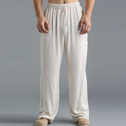 👖🌿【50% popusta 🔥】【S–5XL】😍 Muške ležerne lanene hlače u velikim veličinama, široke i prozračne duge hlače, 8 boja