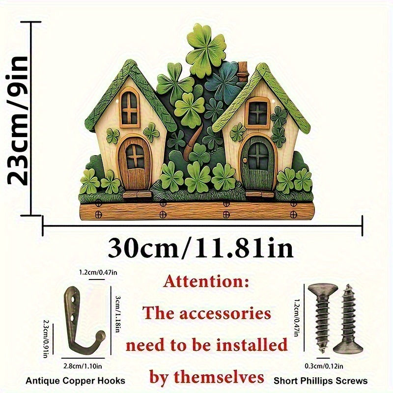 🏠Cârlig de chei cu pandantiv pentru verandă, decor din lemn, frumos cârlig de decor din lemn pentru casă