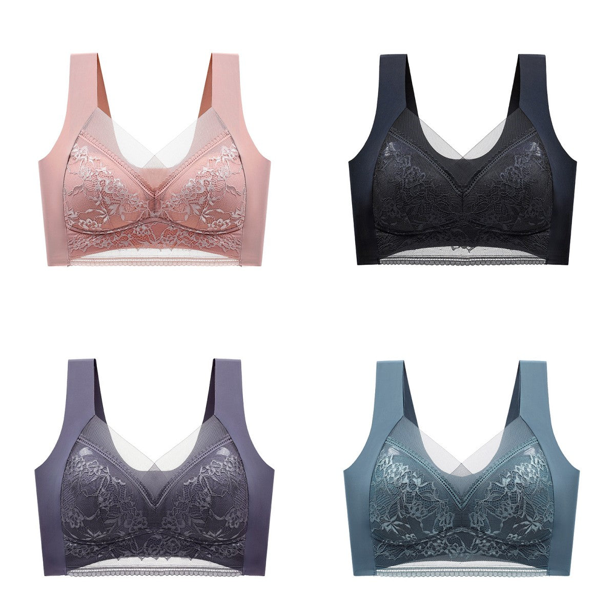 👙✨【Set od 4 dijela】Udoban ženski grudnjak bez šavova izrađen od elegantne čipke
