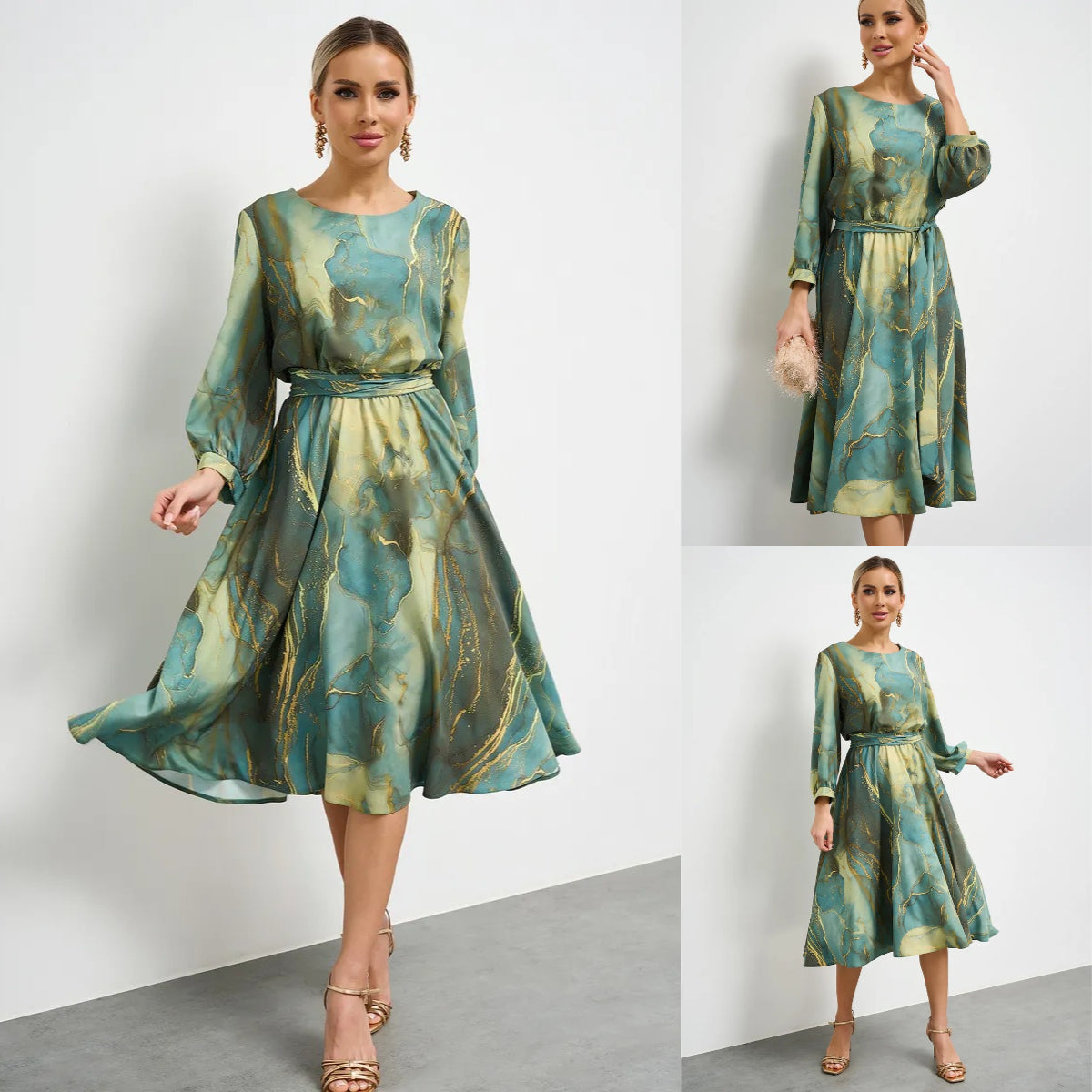 🥰Novi proljetni dolasci🌸👗Elegantna zelena maksi haljina dugih rukava【Proljetna vila】
