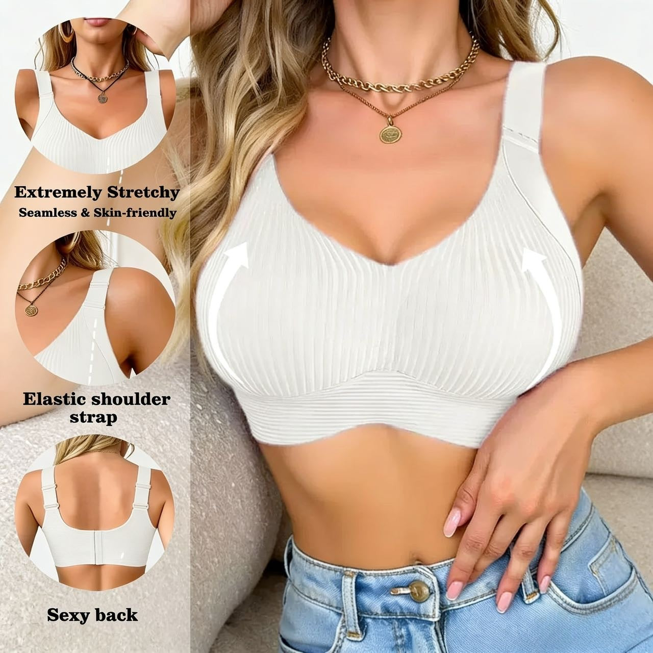 😍【Kupte jednu, druhou dostanete zdarma】Dámská jednodílná podprsenka bez kostic ❤️【40-95 kg】Pohodlná a prodyšná