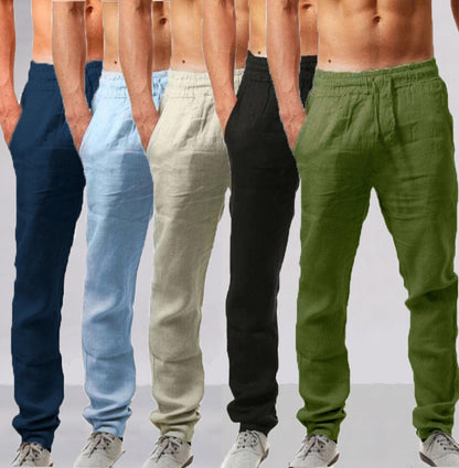 💥👖【S-4XL】 2025 nové letní pánské volné prodyšné neformální sportovní kalhoty z bavlny a lnu💨 --3919186