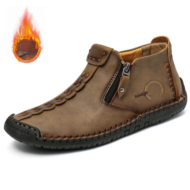 👞💥【38-48】Novost Zima 2025: Muške Martens čizme s podlogom od krzna i patentnim zatvaračem – Toplo, udobno i moderno za zimske dane