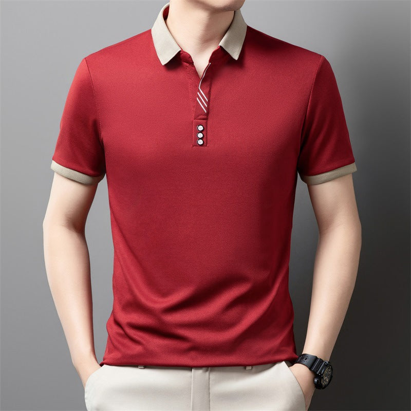 👔【M-4XL】Nova muška ležerna jednobojna poslovna majica kratkih rukava/polo majica s reverom, prozračna, iz 2026.