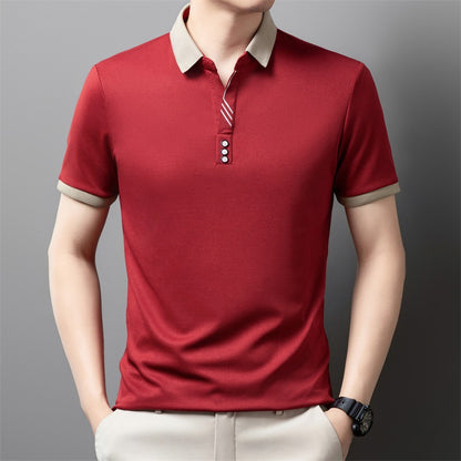 👔【M-4XL】Nova muška ležerna jednobojna poslovna majica kratkih rukava/polo majica s reverom, prozračna, iz 2026.