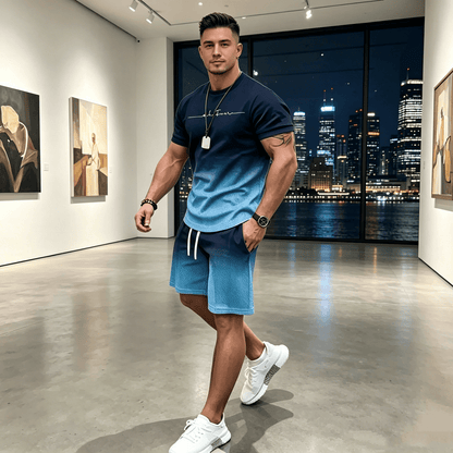 👔👖[Majica kratkih rukava + kratke hlače 🔥] [40-100 kg] Muška ljetna ležerna trenirka, veće veličine ✅️ Plaćanje pouzećem