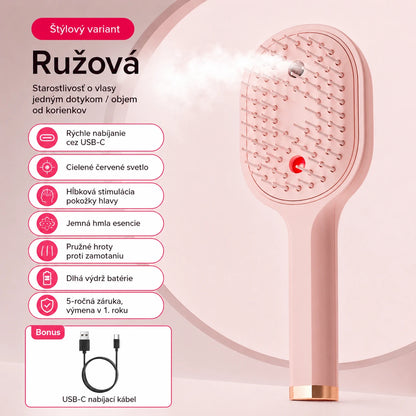 💖💨 Hrebeň s funkciou rozprašovania jedným tlačidlom, ktorý účinne pomáha predchádzať zamotávaniu vlasov.