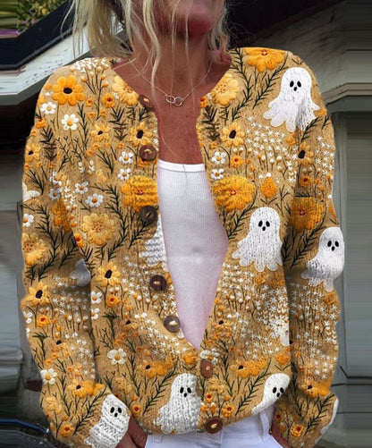 💥【M-4XL】Modny i ciepły damski kardigan dzianinowy z nadrukiem na jesień i zimę