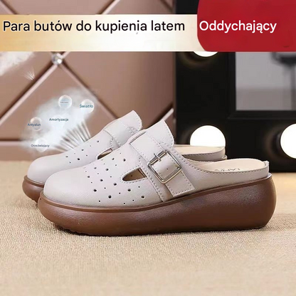 ✨【Wyprzedaż letnia】【35-40】Nowe, ręcznie robione sandały damskie ze skóry na grubej podeszwie, miękkie podeszwy, nie powodują zmęczenia podczas chodzenia