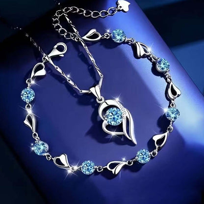 ✨✨【Купете 1, вземете 1 безплатно】💎Комплект гривна + колие "Сърцето на океана" от сребро 925