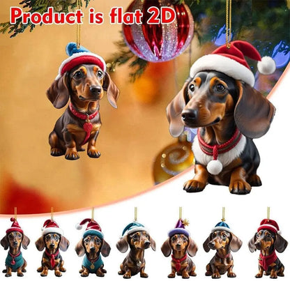 🎄【9 piezas】🐕 Adornos navideños para el árbol con forma de cachorros
