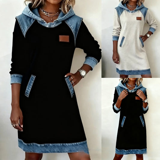 🔥【S-3XL】🌷🌞Nova jesensko/zimska ženska modna obleka s kapuco iz džinsa iz džinsa za leto 2025