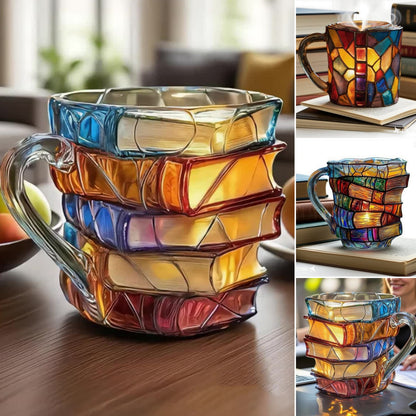 ☕【Časově omezená sleva】📚3D malovaný šálek na kávu ve tvaru knihy - 4038516