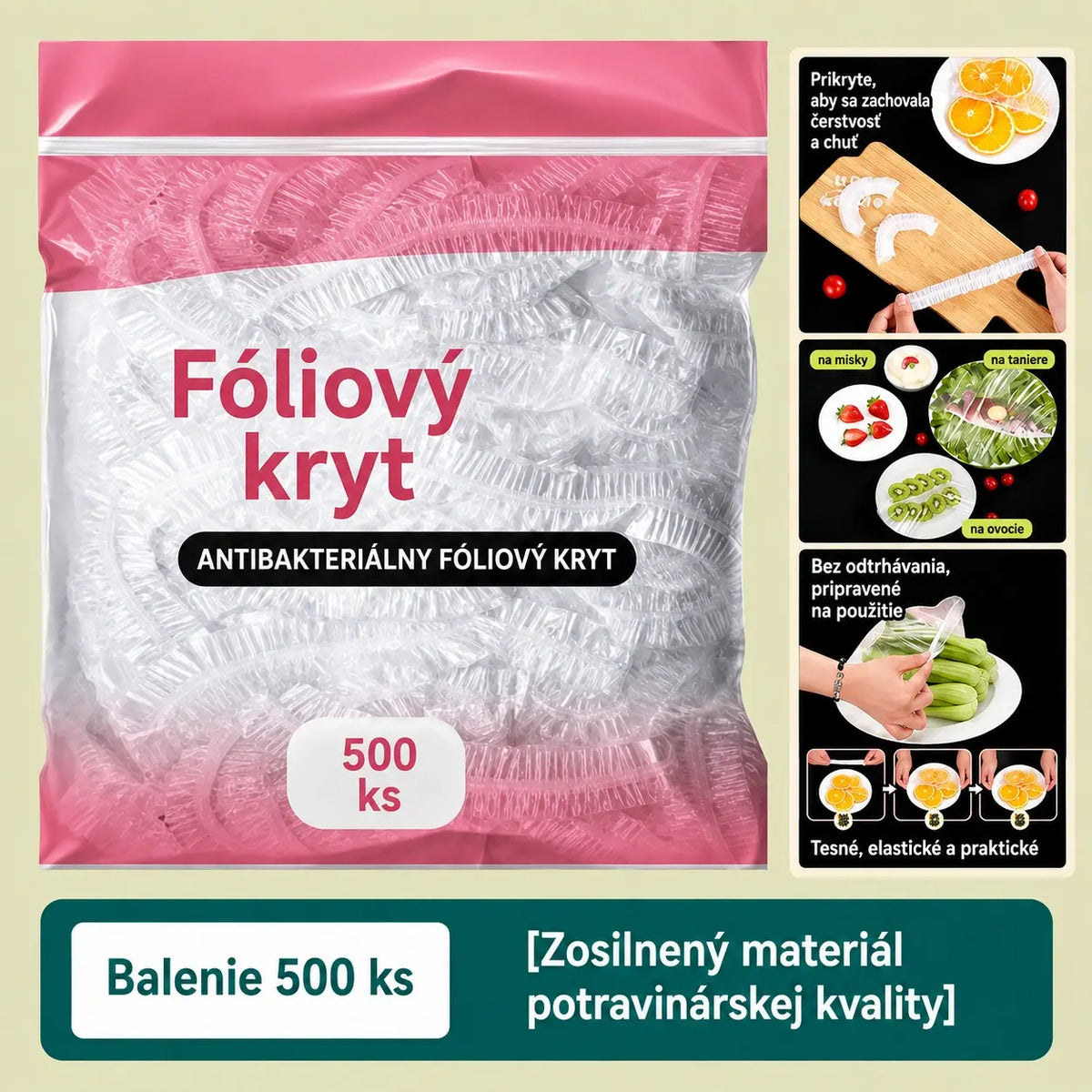🔥🔥【ZĽAVA 50 %】500 ks opakovane použiteľných elastických potravinových vrecúšok z materiálu bezpečného pre kontakt s potravinami