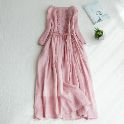👗👗【XS-3XL】Rochie lungă din bumbac și in pentru vară