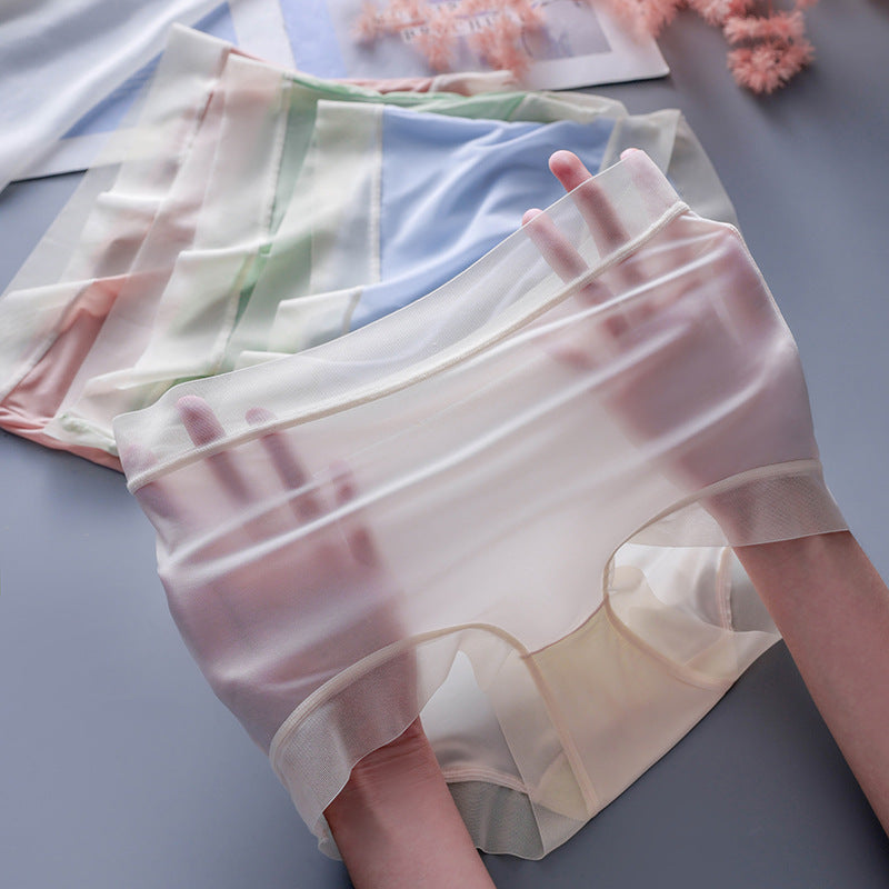 【6 τεμάχια】Ελαφριά και άνετα γυναικεία εσώρουχα από παγωμένο μετάξι με ψηλή μέση