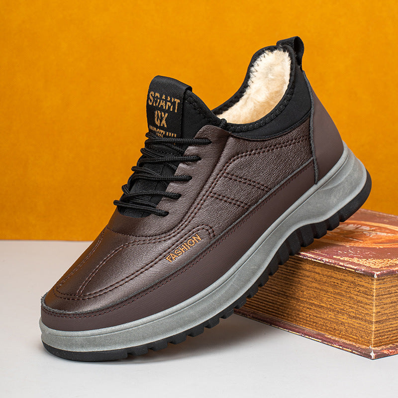 ⛄🔥【39-45】2025 Pánské zimní volnočasové sportovní boty, pravá kůže, voděodolné, měkká podešev a samet, nové -4137715