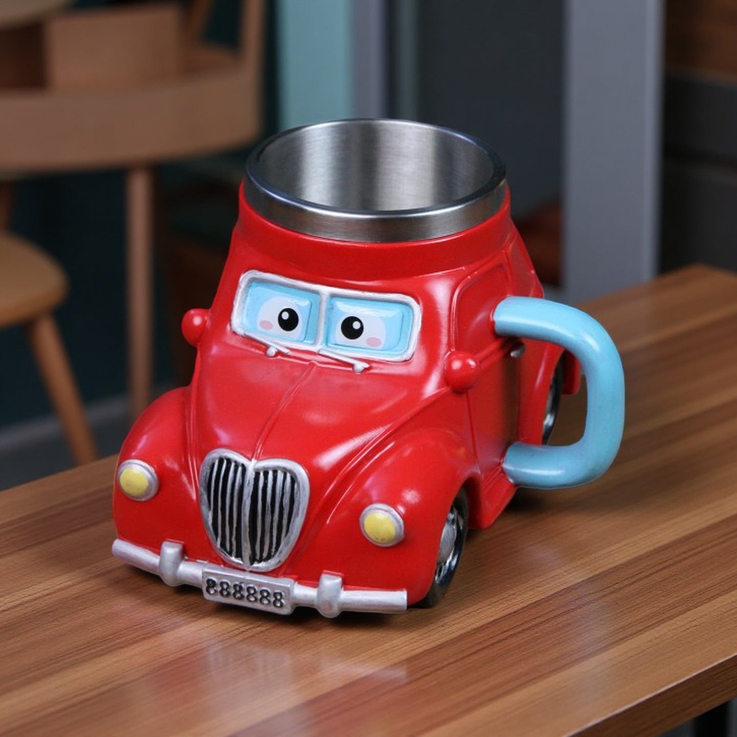 🏆✨【Ograniczona czasowo zniżka】Mechaniczny kubek do kawy ze stali nierdzewnej z wytłoczonym modelem samochodu w stylu retro