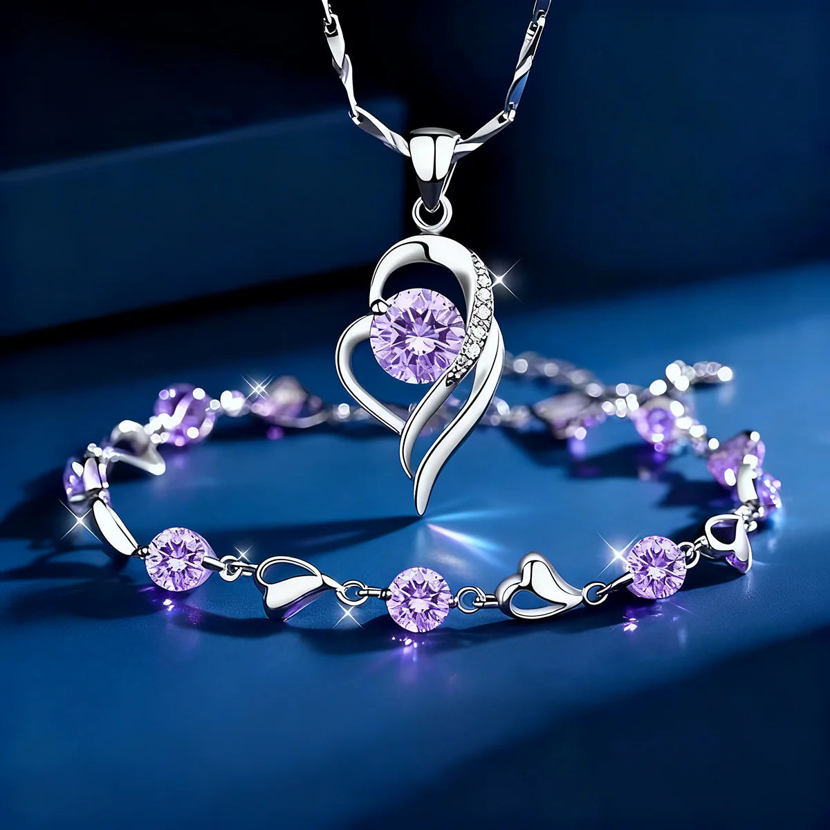 ✨✨【Купете 1, вземете 1 безплатно】💎Комплект гривна + колие "Сърцето на океана" от сребро 925