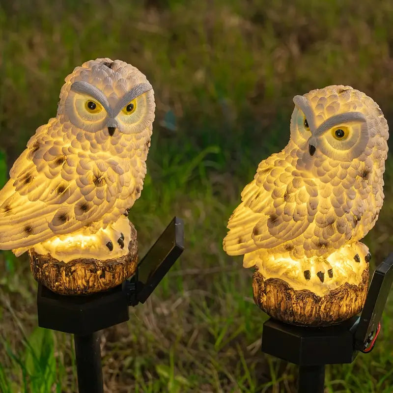 🦉 Lampă solară decorativă în formă de bufniță – Lumină caldă pentru grădina ta