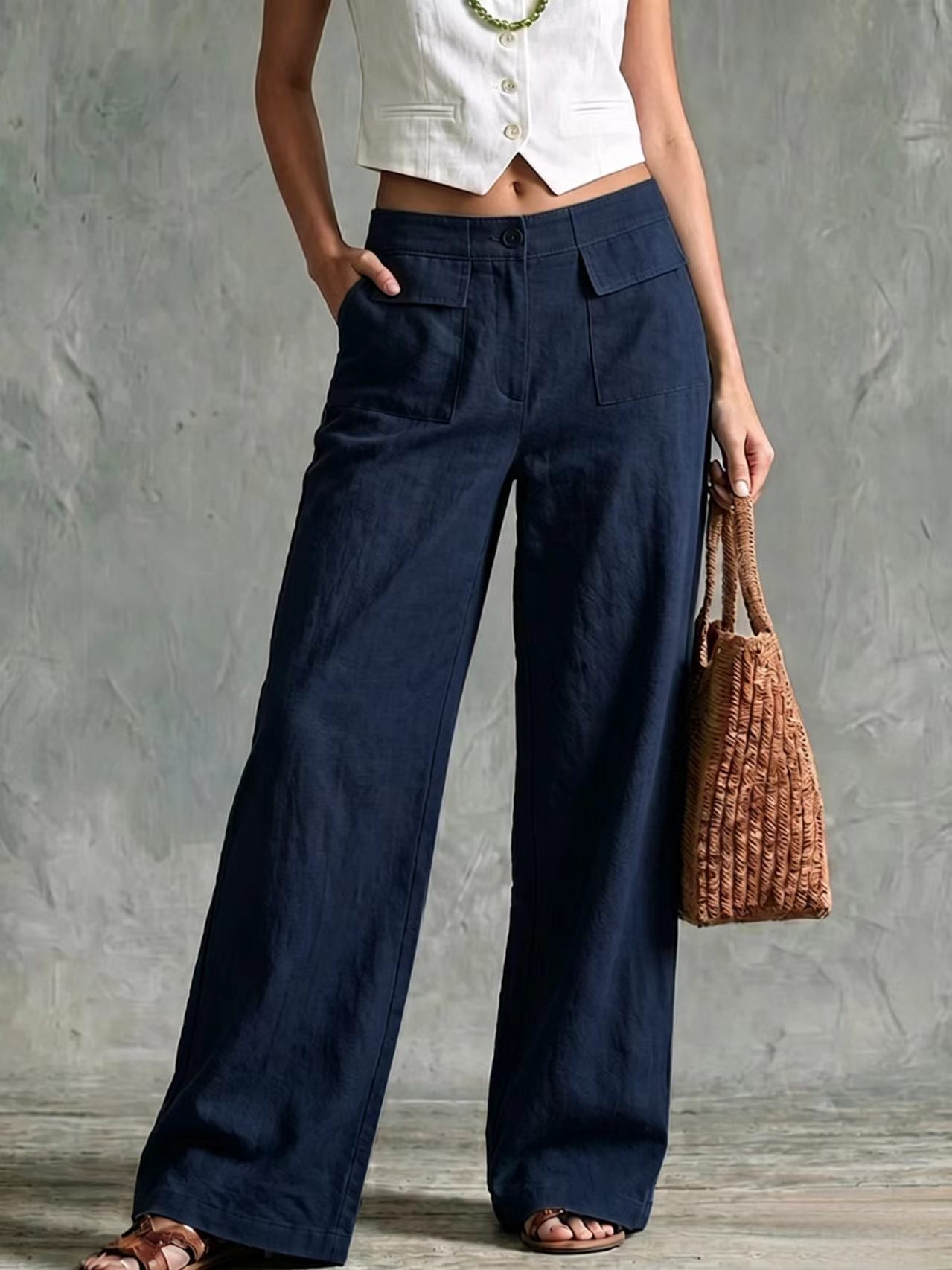 【S-3XL】Pantalones holgados de algodón y lino para mujer, estilo casual 👖✨