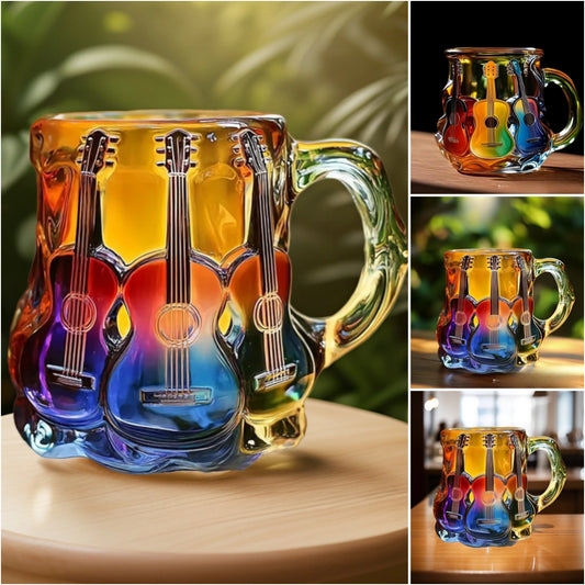 🎸🎵【Oferta limitowana】☕Kubek do kawy w kształcie gitary, malowany 3D, ręcznie robiony