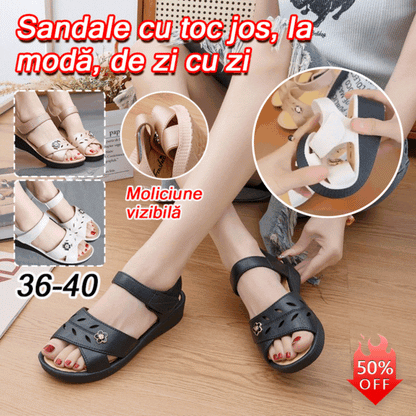 🌷【36-40】Ženske elegantne i ležerne sandale s niskom petom na čičak, mekim potplatom i ažurnim dizajnom