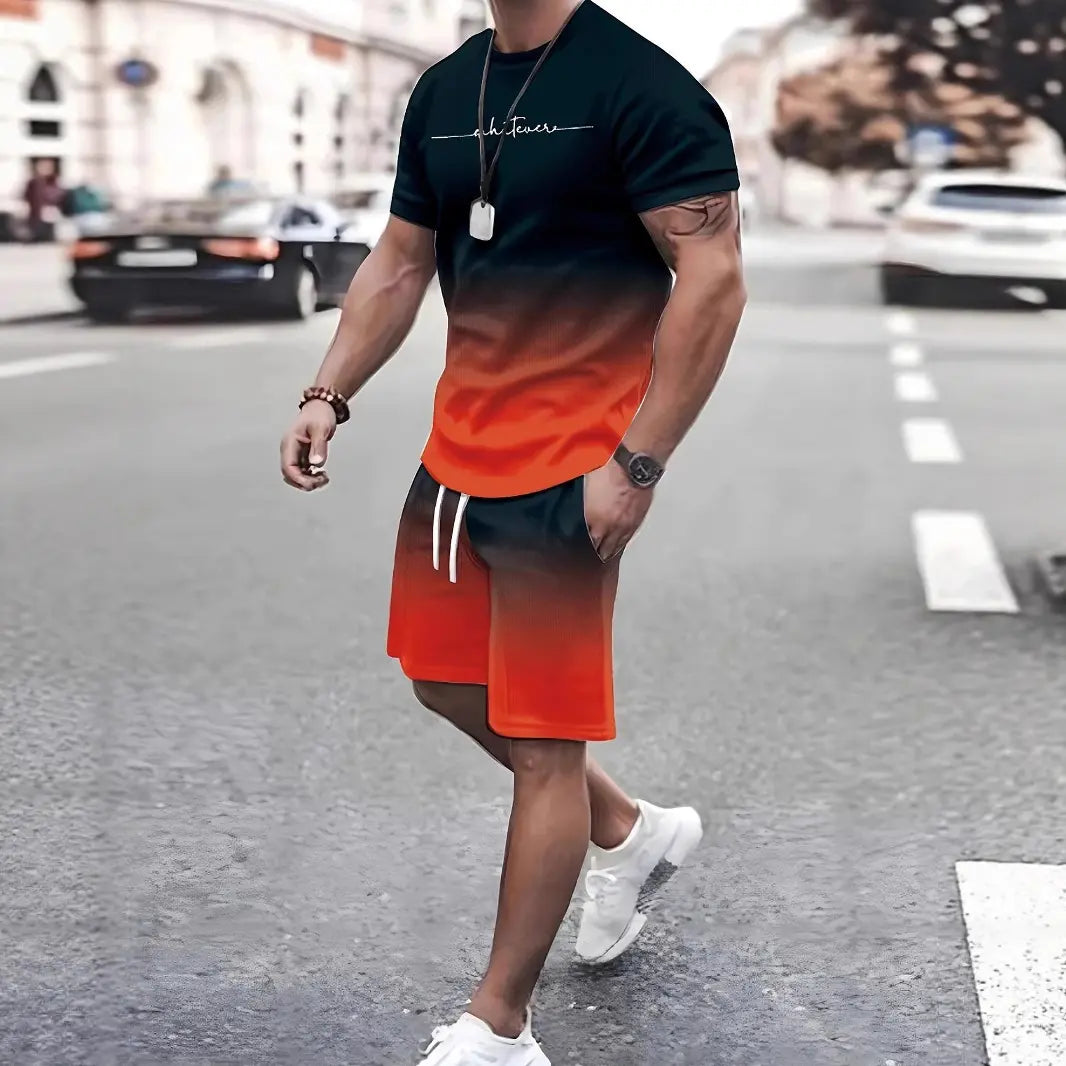 👔👖[Camiseta de manga corta + pantalones cortos 🔥] [40-100 kg] Chándal casual de verano para hombre, tallas grandes ✅️ Pago contra entrega