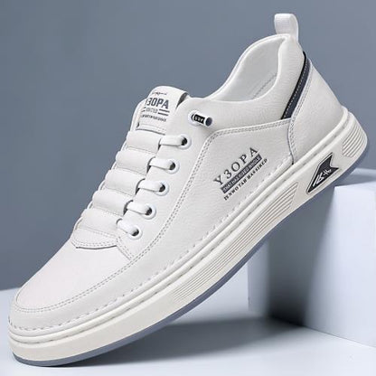👟【39-44】2025 Męskie oddychające skórzane płaskie buty biznesowe