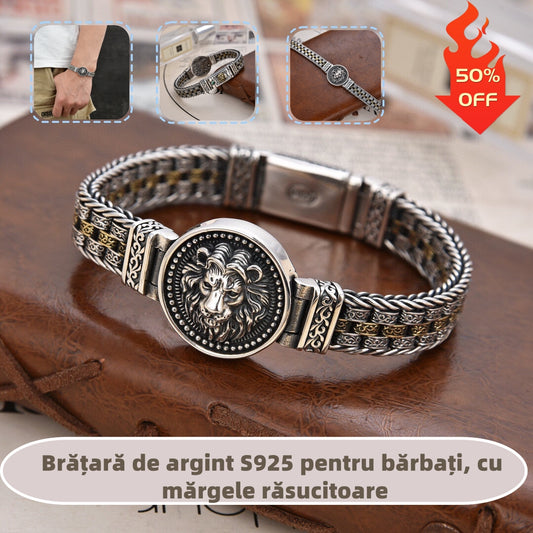 🔥🎁Brățară de argint S925 pentru bărbați, cu mărgele răsucitoare